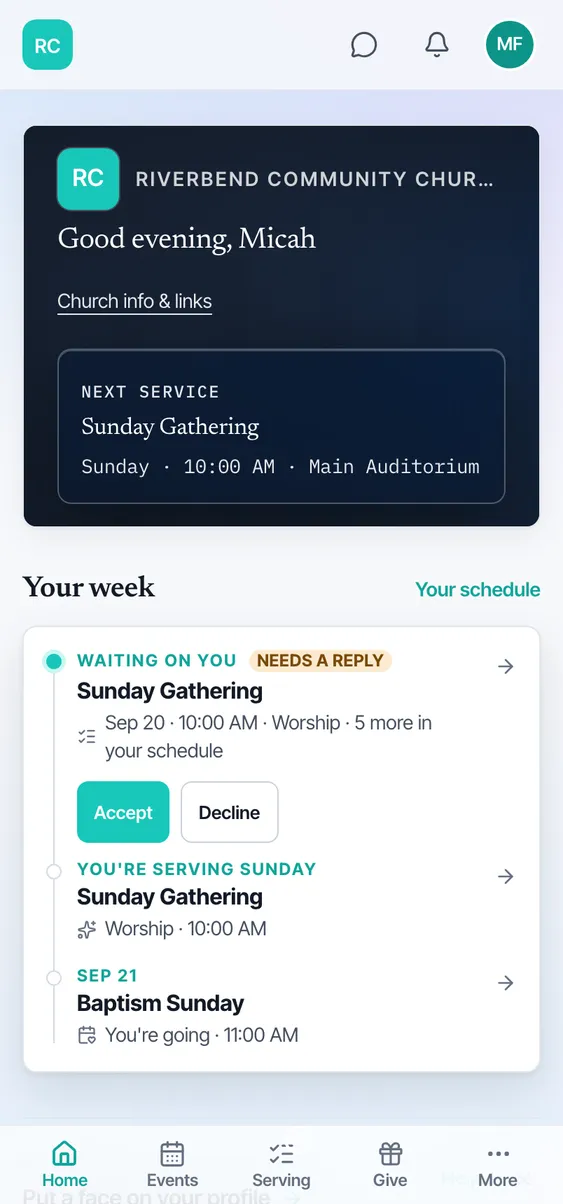 The same church on a member's phone